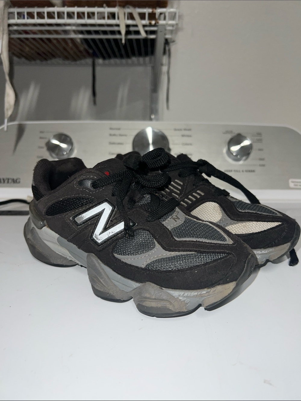 New Balance Kids Black and Gray Trail-Style Sneakers